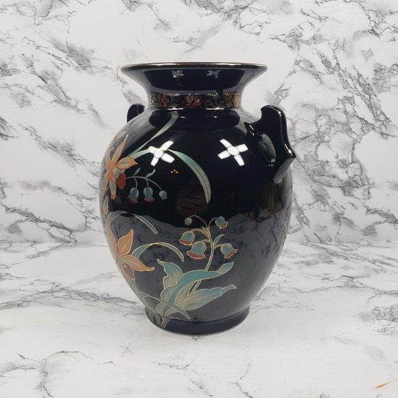 Vase Double Handled Japanese Porcelain Vintage - Picture 2 of 9